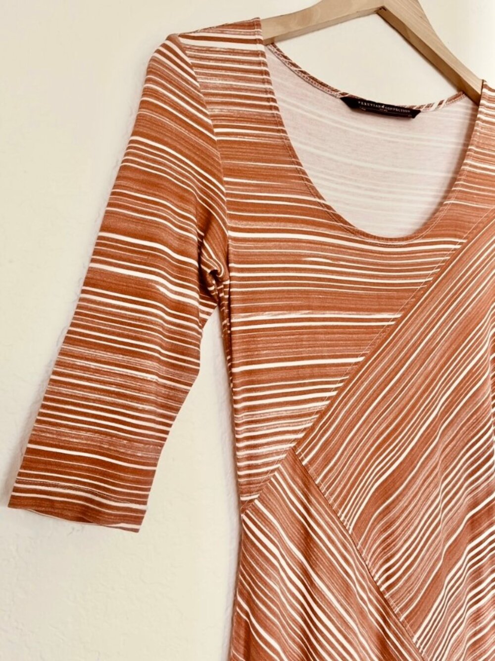 Peruvian Connection Circe 3/4 Sleeve Asymmetrical Maxi Dress Terracotta XS - Picture 8 of 16